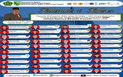 Empat Puluh Peserta Didik MAN 1 HST Sukses Raih Kursi PTN Jalur SNBP 2026